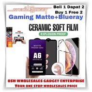 (Oppo Wholesales 3Pcs AG Matte Ceramic Blueray Protector) A16 Reno 4 3 5 5F F F11 Pro 2F A91 F9  F7 