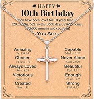 Happy 10th/11th/12th/13th/14th/15th/16th/17th/18th/21st Birthday Gifts for Girls Her, Cross Necklace