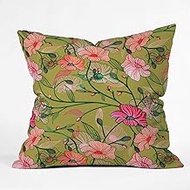 Society6 83 Oranges Twinning Throw Pillow, 18" x 18", Green