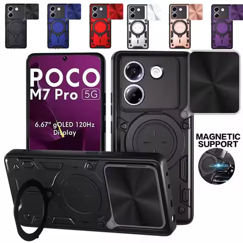 For Xiaomi POCO M7 Pro 5G Case Armor Car Magnetic Holder Ring Phone Case For Mi Poco M7 Pro M7Pro Sl
