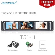 Feelworld T51-h Triple 5 Inch 2ru Leightweight Hdmi Broadcast Monitor Lcd Tft 800x400 Hdmi Av Rack M