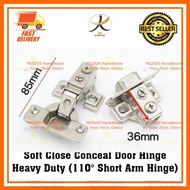 YK Kitchen Cabinet Furniture Soft Close Conceal Door Hinge Heavy Duty (110 Short Arm Hinge)