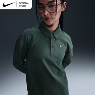 Nike Women's Sportswear Essentials Oversized Long-Sleeve Polo - Vintage Green [FZ5814-338]