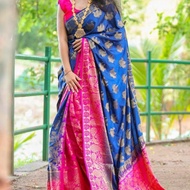 BLUE PINK SAREE(PEACOCK DESIGN)