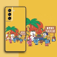 [Aimeidai] Samsung Case Cartoon BTS BT21 Printed Liquid Silicone Shockproof Mobile Phone Case for Samsung S9/S10/S20/S21/S2 Series