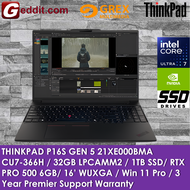 LENOVO THINKPAD P16S GEN5 21XE000BMA LAPTOP (CU7-366H32GB1TB SSD16"WUXGARTX PRO 500WIN11PRO)