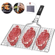 BBQ Grill Mesh Wire Basket Mesh Clip Food Holder Fish Meat Steak Vegetable BBQ Tools Stainless