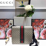 LV_ Bags Gucci_ Bag 475432 Premium faux canvas messenger with striped web Men Briefcases Real FE6C