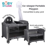 Co-sleeper Playpen with Rocking Bassinet Diaper Changer Table Baby Travel Portable Cot