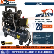 Mesin Kompresor Angin Listrik NLG IZUMI OL0809SS Oilless Mini Compressor Portable 1 HP 9 Liter Tanpa