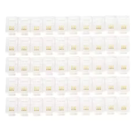 100Pcs 4 Pin RJ11 RJ-11 6P4C Modular Telephone Phone Crystal Head Plug 6P4 Core Gold Plated Brand Ne