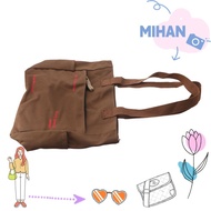 MIHAN Student Book Bag, Canvas Square Shape Canvas Shoulder Bag, Large Capacity Student Bag