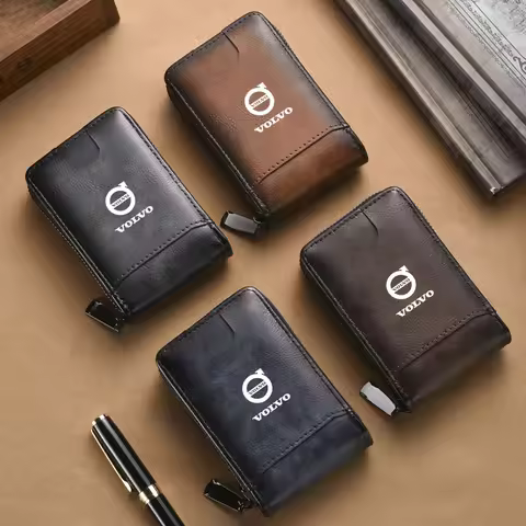 Men Wallet Car Logo Leather Coin Purse Personalised ID Card Holder For Volvo XC60 V50 XC90 V40 XC40 
