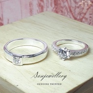 SAN950 Couple Engagement Ring – Original Premium White Gold + Free Name Engraved C683