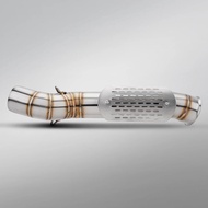 CFMOTO 800MT Motorcycle exhaust system modification with stainless steel mid section connection for 