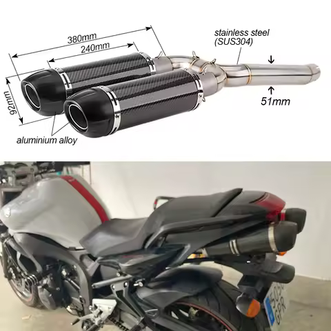 Motorcycle Carbon fiber Exhaust system Slip On For Yamaha FZ-6N FZ-6S FZ6 FZ6S FZ6N 2004-2009 fz6 ex