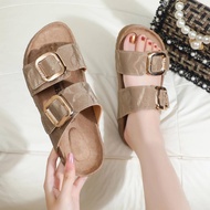 SHUTA New Ladies Slippers Double Buckle Ladies Sandals Summer Wear Casual Shoes Sandal Women