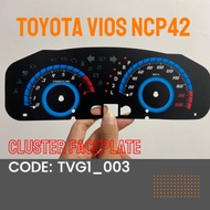 TOYOTA VIOS ORGA GEN 1 AUTOMATIC CLUSTER FACE PLATE PANEL METER SPEEDOMETER. ABS AND GEAR SHIFT INDI