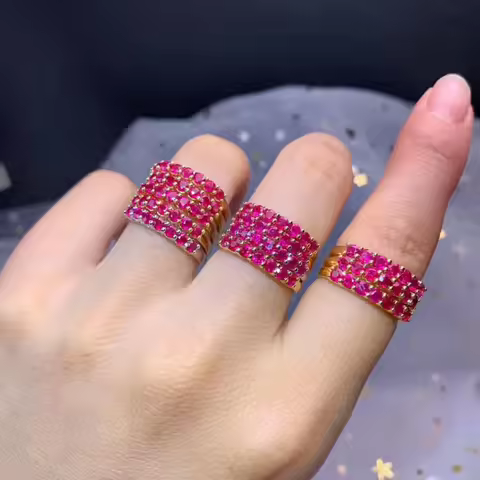 Fine Jewelry Natural Ruby Band Ring for Daily Wear 3mm*3mm Natural Ruby Ring Solid 925 Silver Simple