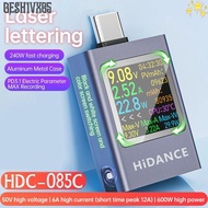 GESH1VX65 USB Type-C Tester, Multifunctional LED Color Display Type-C Charger Tester, Aluminum Alloy