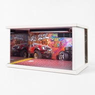 Display Case with  Light Dustproof Car Display Case with Light Parking Garage Model Themed Garage Di