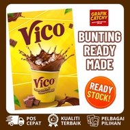 Bunting 2x3 Kaki Untuk Penjual Air Vico Coklat Padu | Murah Cantik Catchy | Peniaga Pasar Malam Jual