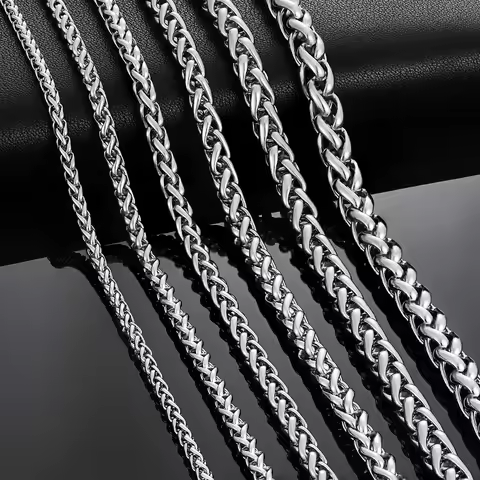HIYEE 3mm/4mm/5mm/6mm/7mm/8mm Stackable Chain Stainless Steel Link Classic Curb Necklace for Men Wom