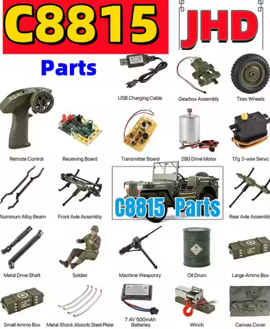 JHD for JJRC 2025 New C8815 Board Winch RC Car Parts Original C8815 Tires Motor Receiving Board Winc