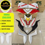 RAPIDO Cover Set YAMAHA Xmax250/300 Year 2023 60th Anniversary (9) White Red Coverset Sticker Tanam Stripe Tanam