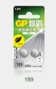 GP超霸鈕型鹼性電池189 2入(LR54)