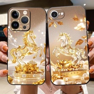 Transparent glass-like golden horse case for iPhone 17 16 15 14 13 12 11 8 7 6 6s 6p 7p 8p 6g 7g 8g 