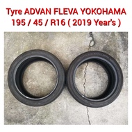 ADVAN FLEVA YOKOHAMA Tyre 195 / 45 / R16 ( 2019 Year's )  / Tayar 16 Inch Inci / Tire 16"