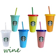Starbucks Color Changing Cups Colour Reusable Cup Tumbler Starbucks Color Changing Cups with Lid Reusable Starbucks Color Changing Cold Cups Plastic Plastic CupSummer Collection Starbucks Transparent wine