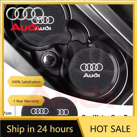 2025 Hot 2Pcs Car Coasters Anti-slip Water Cup Mat Accessories For Audi Sline RS TT A3 A4 B8 8P 8V B