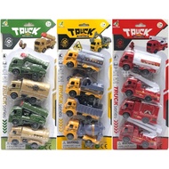 Ready Stock Fire Truck / Amry Truck /  Contruction Worker Set 4Pcs Pull Back Truck Toy Kids XY328-B4