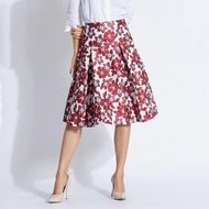 Guy Laroche A-Line Jacquard Skirt กระโปรงทรงเอ กระโปรงใส่ทำงาน ผ้าแจ๊คการ์ด ลายดอก สีแดง กีลาโรช (GUA5RE)