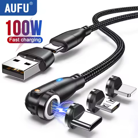AUFU 5A Magnetic USB C Cable For Realme Huawei 100W Fast Charging Wire For IPhone Samsung Laptop Mic
