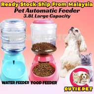 3.8L Pet Automatic Feeder Dog Cat Water Dispenser auto pet feeder Anjing Kucing Makanan Food Auto Dr