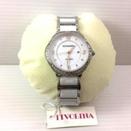 日本 TIVOLINA 高帽子 防刮 藍寶石水晶玻璃 白色 鑲鑽 白陶瓷錶帶  女錶 石英錶  BAW3767-W