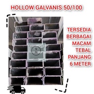 Besi Hollow Galvanis 50x100 Tebal 1,3mm Panjang 6 Meter
