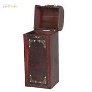 SHOUH Wine Box, Wooden 13.78 x 5.31 x 4.72in Wine Gift Box, Decorative Single Bottle Capacity Lid An