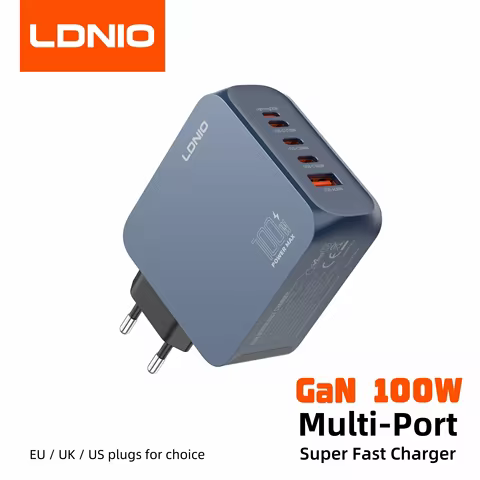 LDNIO Gan 100W Fast Charge Charger Type-C 65W 45W UK EU US Plug USB Multi-Port Fast Charging Station