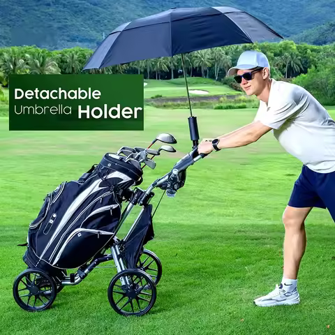 High Quality Foldable 4 Wheel Golf Trolley Push With Umbrella Holder Aluminum Golf Trolley Cart