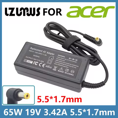 19V 3.42A 65W 5.5*1.7MM AC Laptop Charger Power Adapter For Acer Aspire 5315 5630 5735 5920 5535 573
