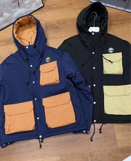 香港預訂 Timberland 拼色口袋刺繡Logo連帽羽絨外套 2色可選