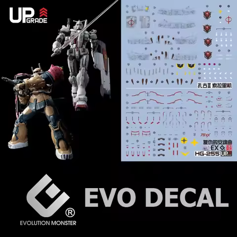 EVO HG-255 Fluorescent Water Slide Decals For MS-06F Zaku II F Type SOLARI RFV X-78(G)E EX RFV DIY M