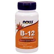 NOW Foods B-12 1000mcg with Folic Acid, 250 Lozenges - Nervous System Support