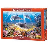 【恆泰】Castorland 波蘭進口成人拼圖500片 水下海豚51014益智玩具禮物