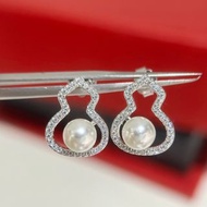 Qeelin 珍珠鑲鑽葫蘆耳環