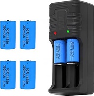 14250 Battery Charger with 8X 300mah 1/2 AA Battery, Lithium Ion 1/2 AA Size Batteries Can Replace 3